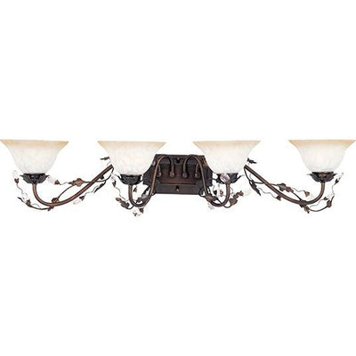 Oil Rubbed Bronze with Crystal and Frosted Ivory Glass Shade Vanity Light - LV LIGHTING