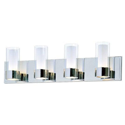 Polished Chrome with Clear and Frosted Glass Shade Vanity Light - LV LIGHTING