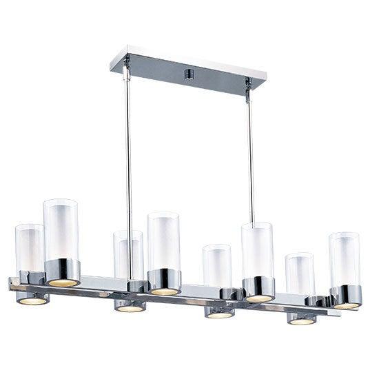 Polished Chrome with Clear and Frosted Glass Shade Linear Pendant - LV LIGHTING