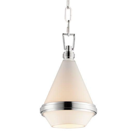 Steel with Glossy White Glass Shade Pendant - LV LIGHTING