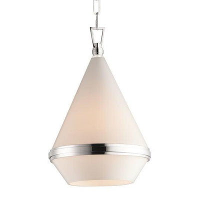 Steel with Glossy White Glass Shade Pendant - LV LIGHTING