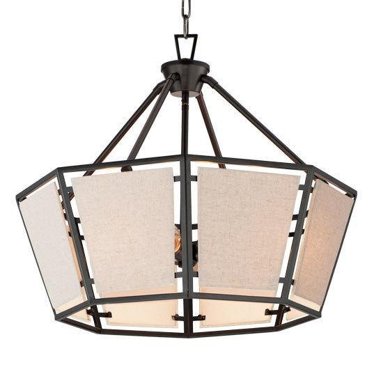 Black with Canvas Shade Caged Chandelier - LV LIGHTING