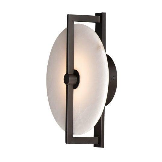 Dark Bronze Caged with Spanish Alabaster Wall Sconce - LV LIGHTING