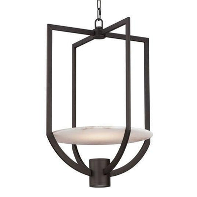 Dark Bronze Caged with Spanish Alabaster Pendant - LV LIGHTING