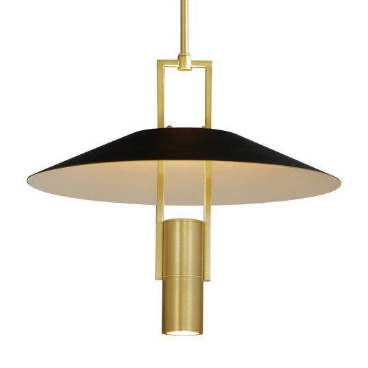 Black Shade with Satin Brass Frame Pendant - LV LIGHTING