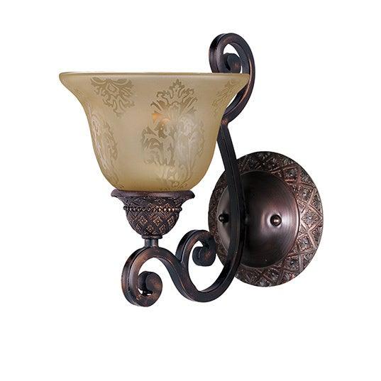 Oil Rubbed Bronze with Patterned Screen Amber Glass Shade Wall Sconce - LV LIGHTING