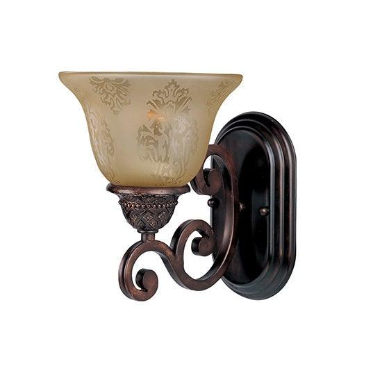Oil Rubbed Bronze with Patterned Screen Amber Glass Shade Plated Wall Sconce - LV LIGHTING