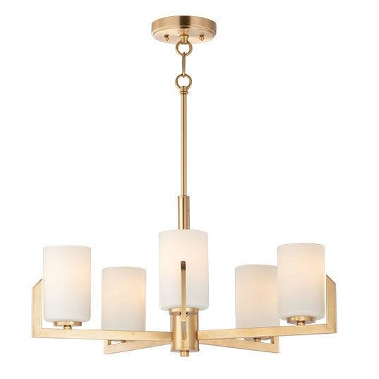 Steel with Satin White Cylindrical Glass Shade Chandelier - LV LIGHTING