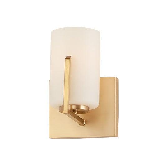 Steel with Satin White Cylindrical Glass Shade Single Light Wall Sconce - LV LIGHTING