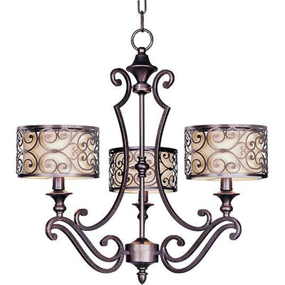 Umber Bronze with Patterned and Fabric Diffused Shade Chandelier - LV LIGHTING