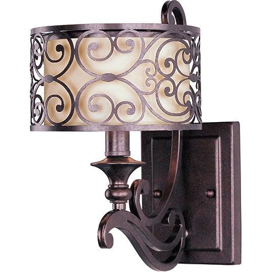 Umber Bronze with Patterned and Fabric Diffused Shade Wall Sconce - LV LIGHTING