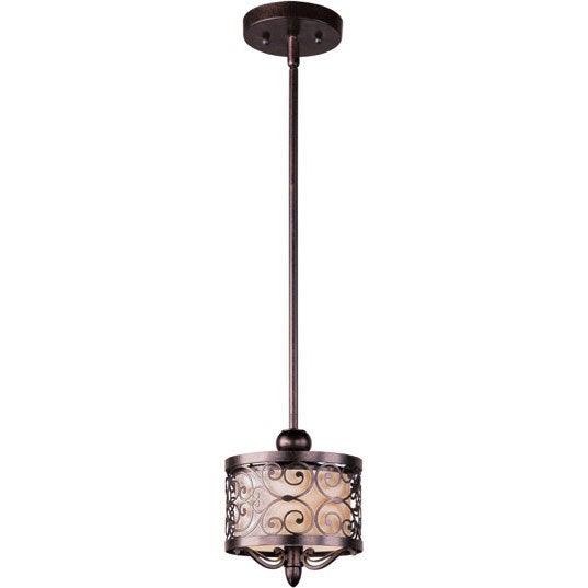 Umber Bronze with Patterned and Fabric Diffused Shade Pendant - LV LIGHTING