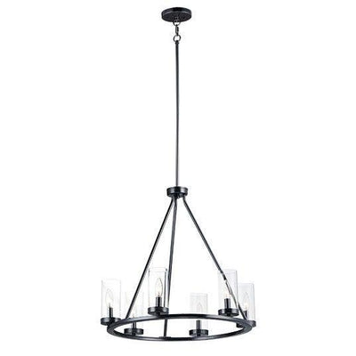 Steel with Clear Cylindrical Glass Shade Chandelier - LV LIGHTING