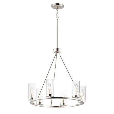 Steel with Clear Cylindrical Glass Shade Chandelier - LV LIGHTING