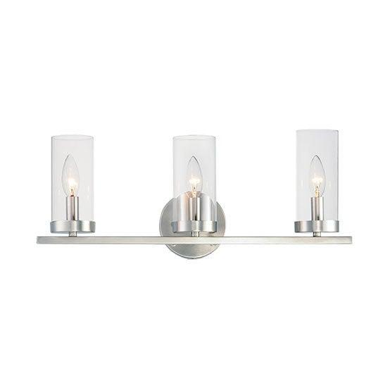 Steel with Clear Cylindrical Glass Shade Vanity Light - LV LIGHTING