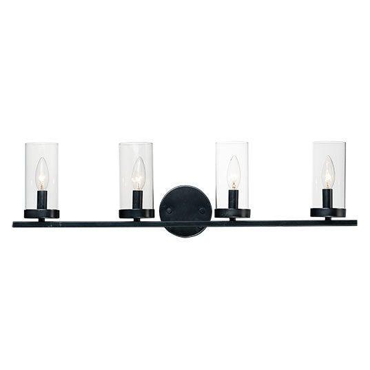 Steel with Clear Cylindrical Glass Shade Vanity Light - LV LIGHTING