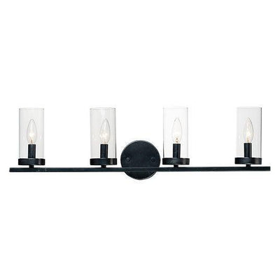 Steel with Clear Cylindrical Glass Shade Vanity Light - LV LIGHTING