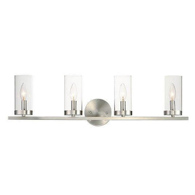 Steel with Clear Cylindrical Glass Shade Vanity Light - LV LIGHTING