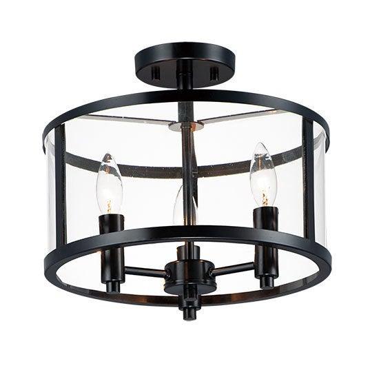 Steel Frame with Clear Glass Shade Semi Flush Mount - LV LIGHTING