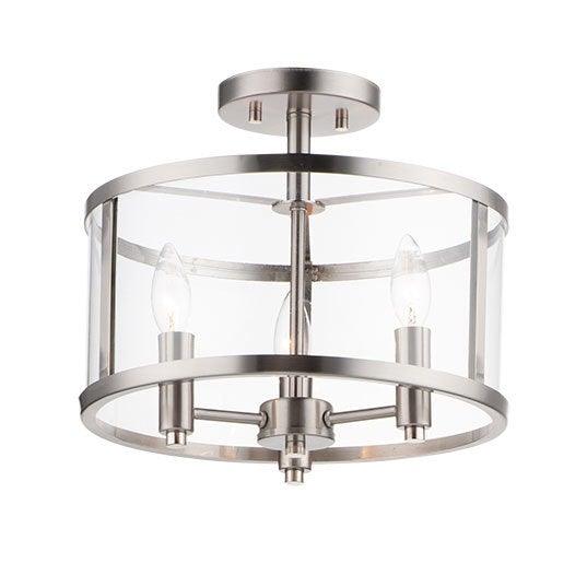 Steel Frame with Clear Glass Shade Semi Flush Mount - LV LIGHTING