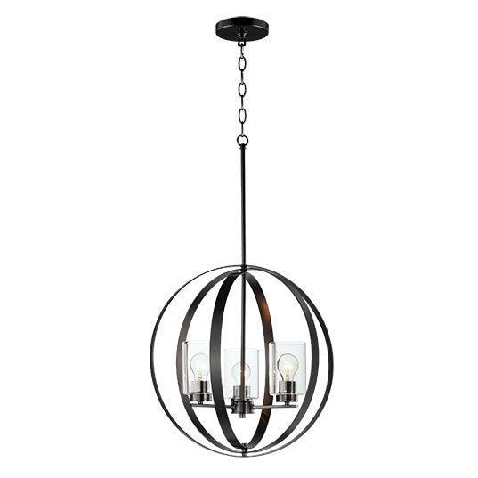 Steel Orbit with Cylindrical Clear Glass Shade Pendant - LV LIGHTING