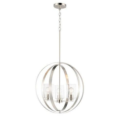Steel Orbit with Cylindrical Clear Glass Shade Pendant - LV LIGHTING
