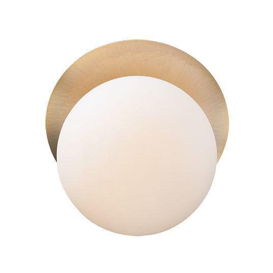 Satin Brass With Satin White Glass Globe Wall Sconce - LV LIGHTING