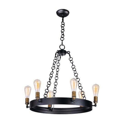 Black with Natural Aged Brass Ring Chandelier - LV LIGHTING