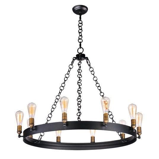 Black with Natural Aged Brass Ring Chandelier - LV LIGHTING