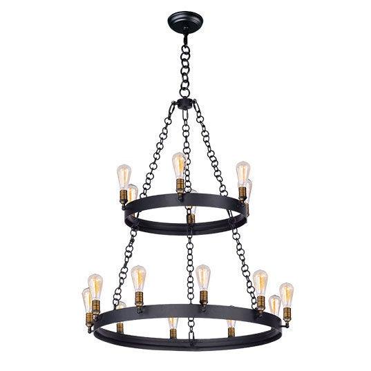 Black with Natural Aged Brass Multiple Layer Chandelier - LV LIGHTING