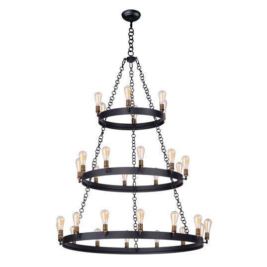 Black with Natural Aged Brass Multiple Layer Chandelier - LV LIGHTING