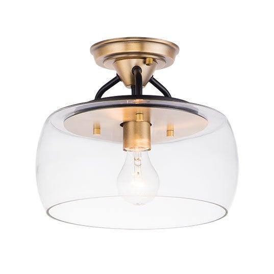 Steel with Clear Glass Shade Semi Flush Mount - LV LIGHTING