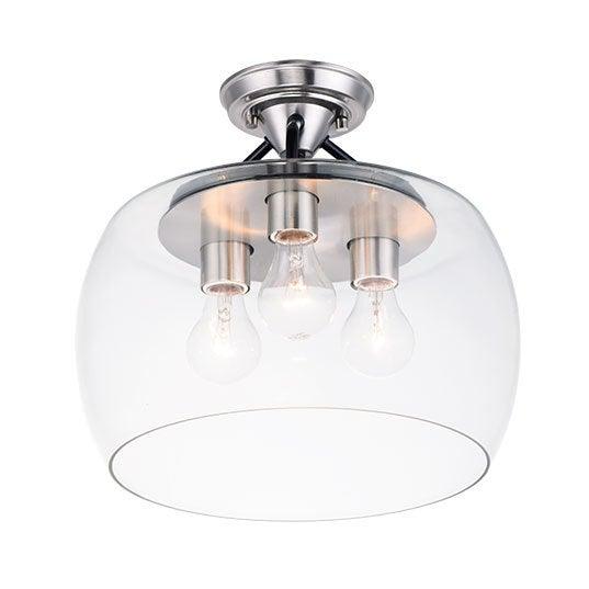 Steel with Clear Glass Shade Semi Flush Mount - LV LIGHTING