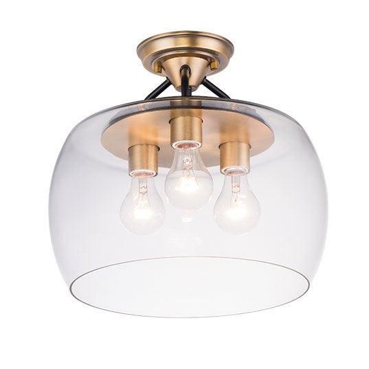 Steel with Clear Glass Shade Semi Flush Mount - LV LIGHTING