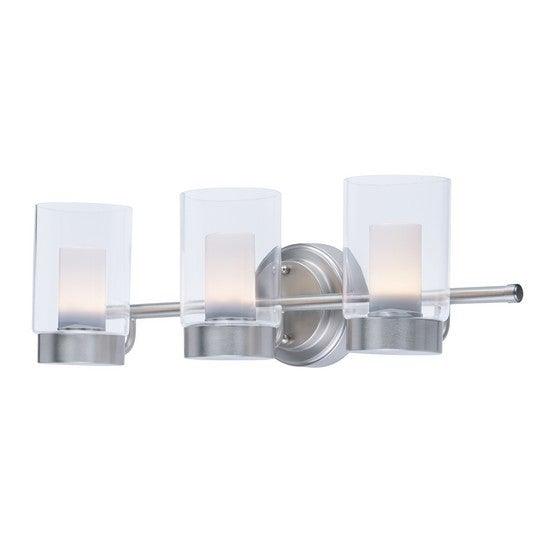 LED Satin Nickel with Clear and Frosted Cylindrical Glass Shade Vanity Light - LV LIGHTING