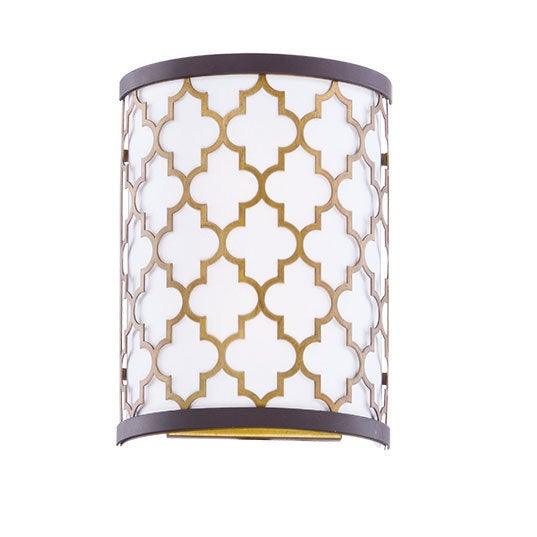 Oil Rubbed Bronze with Anique Brass and Fabric Shade Wall Sconce - LV LIGHTING