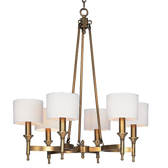 Natural Aged Brass with Fabric Shade Chandelier - LV LIGHTING