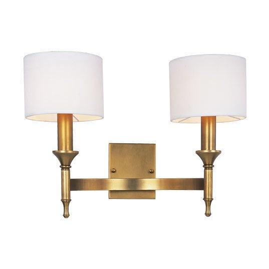 Natural Aged Brass with Fabric Shade Wall Sconce - LV LIGHTING