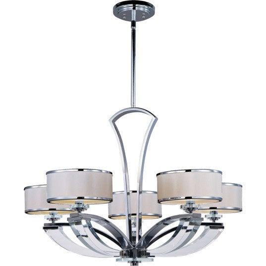 Polished Chrome with Glass Arm and Fabric Shade Chandelier - LV LIGHTING