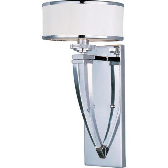 Polished Chrome with Glass Arm and Fabric Shade Wall Sconce - LV LIGHTING