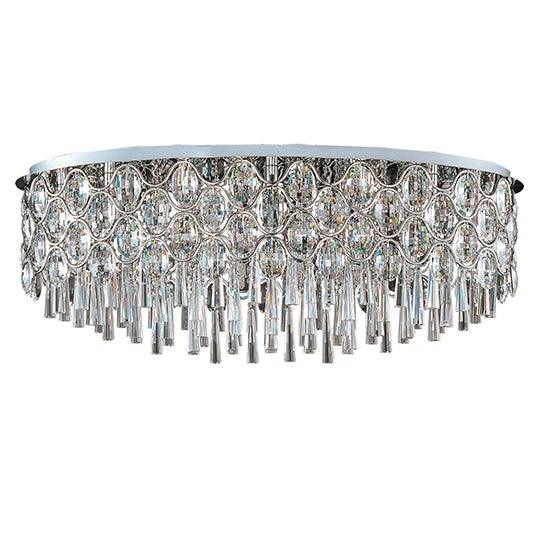 Polished Chrome Beveled Crystal Oval Flush Mount - LV LIGHTING