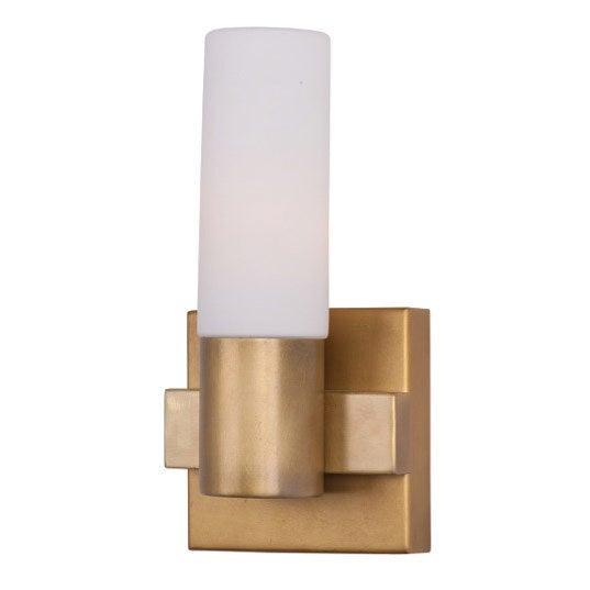 Natural Aged Brass with Satin White Cylindrical Glass Shade Wall Sconce - LV LIGHTING