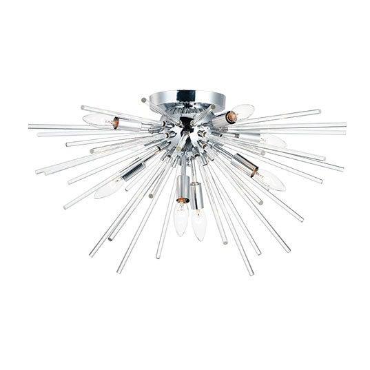 Steel with Clear Glass Rods Flush Mount - LV LIGHTING