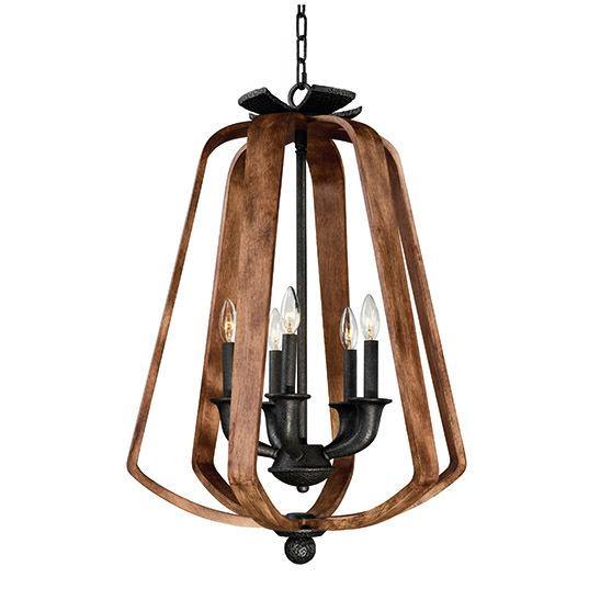 Barn Wood Frame with Iron Ore Chandelier - LV LIGHTING
