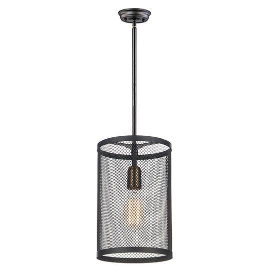 Black and Natural Aged Brass Mesh Shade Pendant - LV LIGHTING
