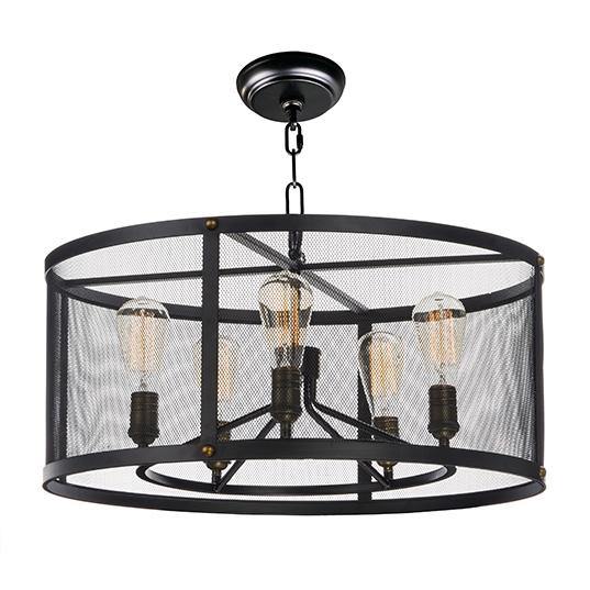 Black and Natural Aged Brass Mesh Shade Chandelier - LV LIGHTING