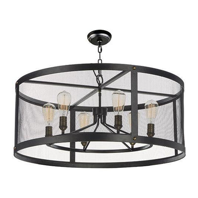 Black and Natural Aged Brass Mesh Shade Chandelier - LV LIGHTING