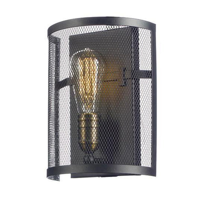 Black and Natural Aged Brass Mesh Shade Wall Sconce - LV LIGHTING