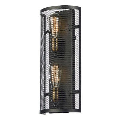 Black and Natural Aged Brass Mesh Shade Wall Sconce - LV LIGHTING