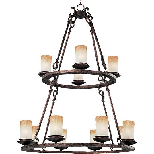 Oil Rubbed Bronze with Wilshire Candle Shade 2 Tier Chandelier - LV LIGHTING
